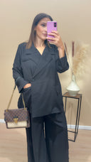 Ensemble blazer oversize et pantalon coupe large noir